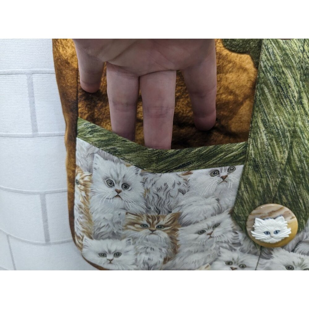 BagsByBonnie Quilted Purse w/White Kitties Cats NWOT Shoulder Bag Whimsical - Picture 6 of 16